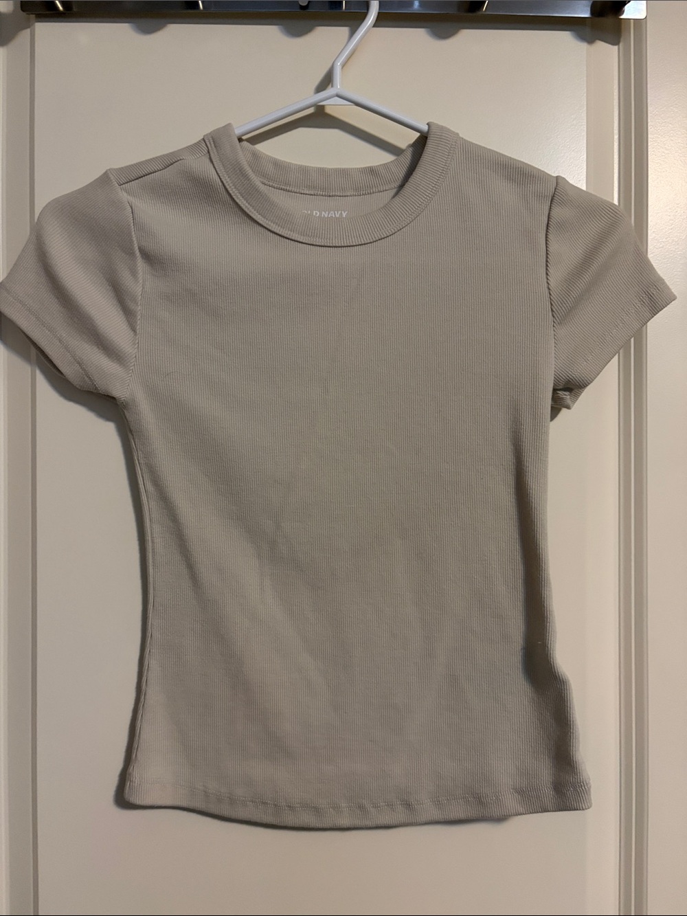 Old Navy Short Sleeve Ribbed Tee - Light Beige